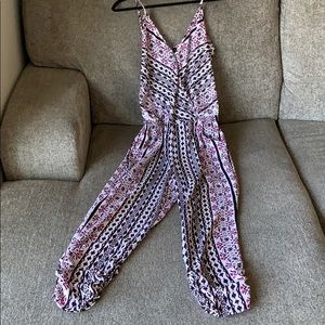 Cute Patterned Tank Jumpsuit with Ankle Ruching!
